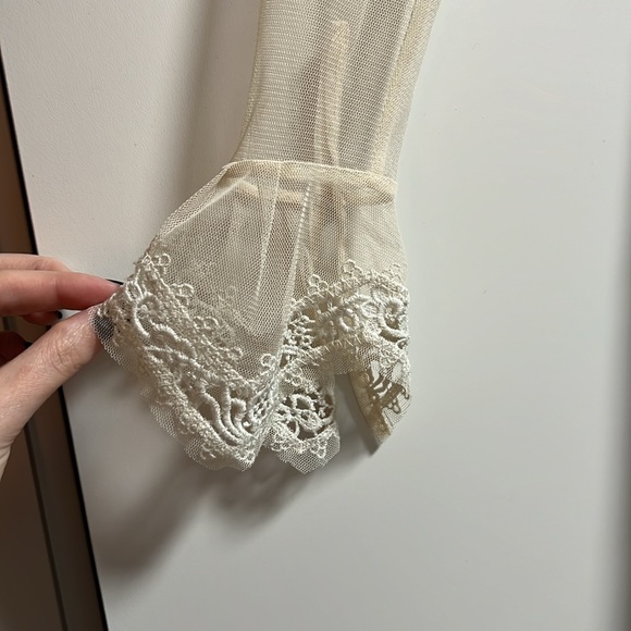 Free People V for Victorian Lace Long Sleeve Jacquard Mini Dress - Picture 12 of 12